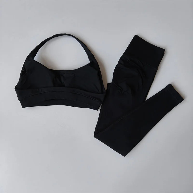 Elevate Your Workout with the Seamless Women's Yoga Suit: Chic Sports Bra and High-Waist Leggings Set for Ultimate Comfort and Style