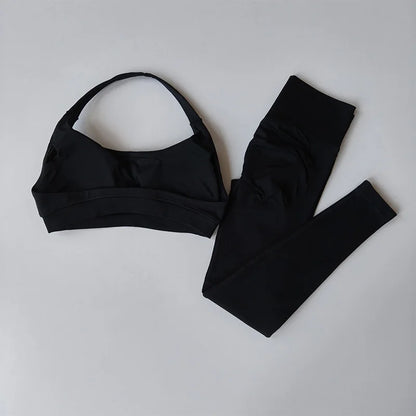 Elevate Your Workout with the Seamless Women's Yoga Suit: Chic Sports Bra and High-Waist Leggings Set for Ultimate Comfort and Style