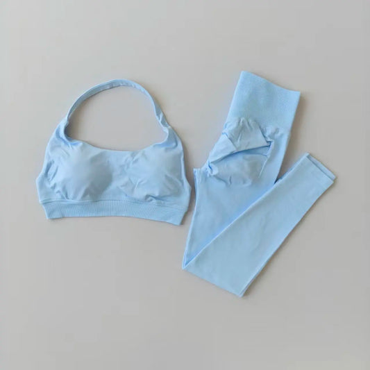 Elevate Your Workout with the Seamless Women's Yoga Suit: Chic Sports Bra and High-Waist Leggings Set for Ultimate Comfort and Style