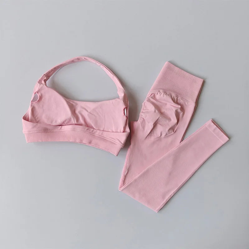 Elevate Your Workout with the Seamless Women's Yoga Suit: Chic Sports Bra and High-Waist Leggings Set for Ultimate Comfort and Style