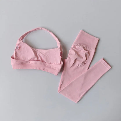 Elevate Your Workout with the Seamless Women's Yoga Suit: Chic Sports Bra and High-Waist Leggings Set for Ultimate Comfort and Style