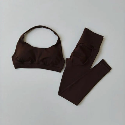 Elevate Your Workout with the Seamless Women's Yoga Suit: Chic Sports Bra and High-Waist Leggings Set for Ultimate Comfort and Style