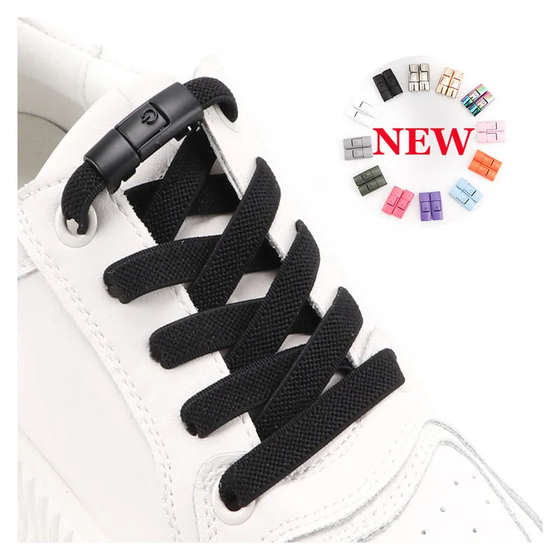 Transform Your Footwear with No Tie Press Lock Elastic Shoelaces - Perfect for Kids and Adults!