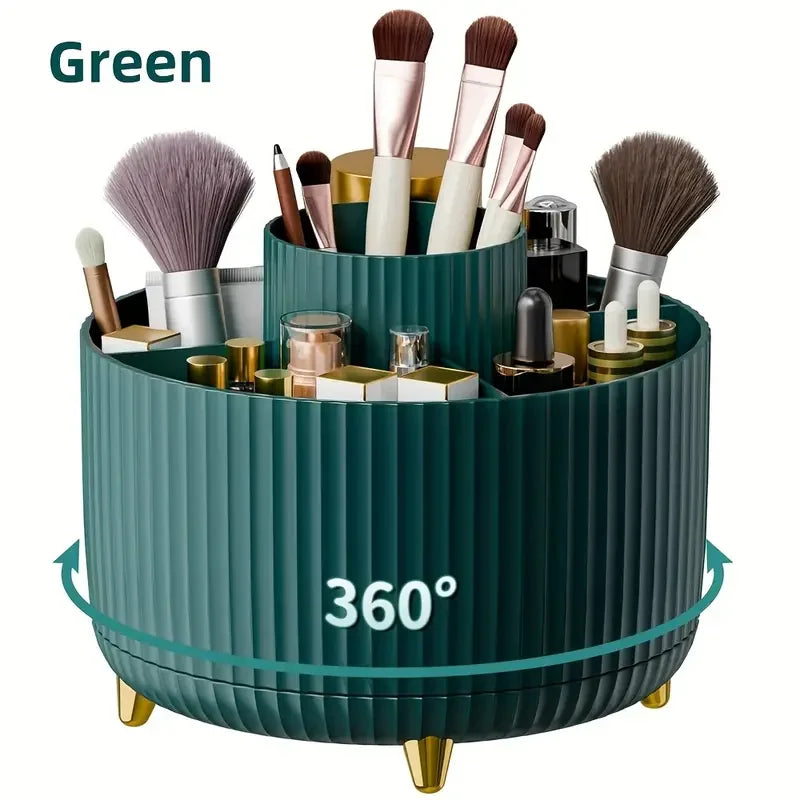 Revolutionary 360° Rotating Makeup Brush Holder - Stylish Cosmetic Organizer for Brushes, Lipsticks, and Jewelry