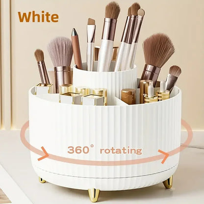 Revolutionary 360° Rotating Makeup Brush Holder - Stylish Cosmetic Organizer for Brushes, Lipsticks, and Jewelry