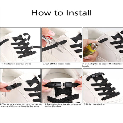 Transform Your Footwear with No Tie Press Lock Elastic Shoelaces - Perfect for Kids and Adults!