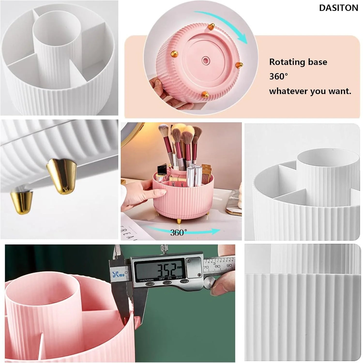 Revolutionary 360° Rotating Makeup Brush Holder - Stylish Cosmetic Organizer for Brushes, Lipsticks, and Jewelry