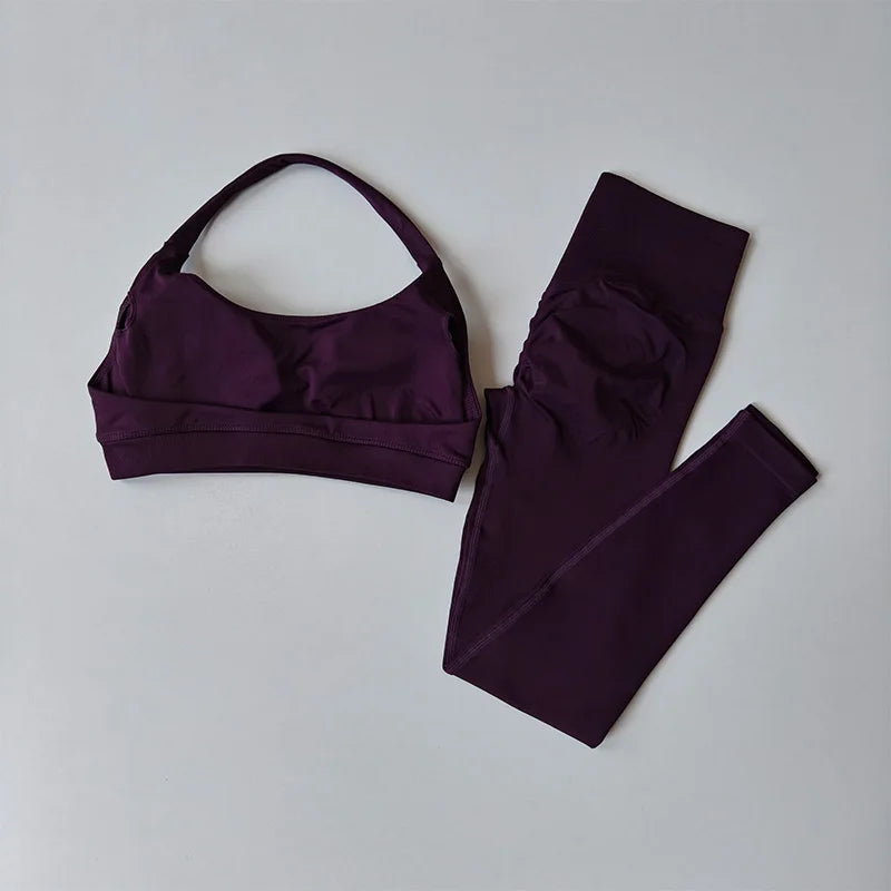 Elevate Your Workout with the Seamless Women's Yoga Suit: Chic Sports Bra and High-Waist Leggings Set for Ultimate Comfort and Style