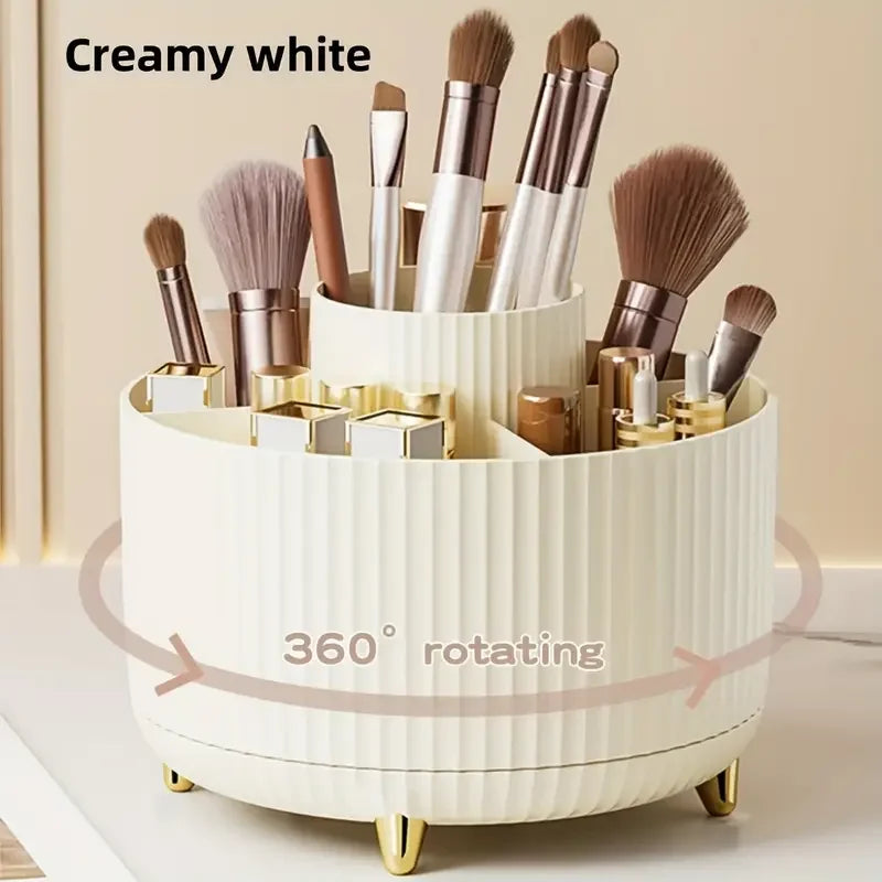 Revolutionary 360° Rotating Makeup Brush Holder - Stylish Cosmetic Organizer for Brushes, Lipsticks, and Jewelry
