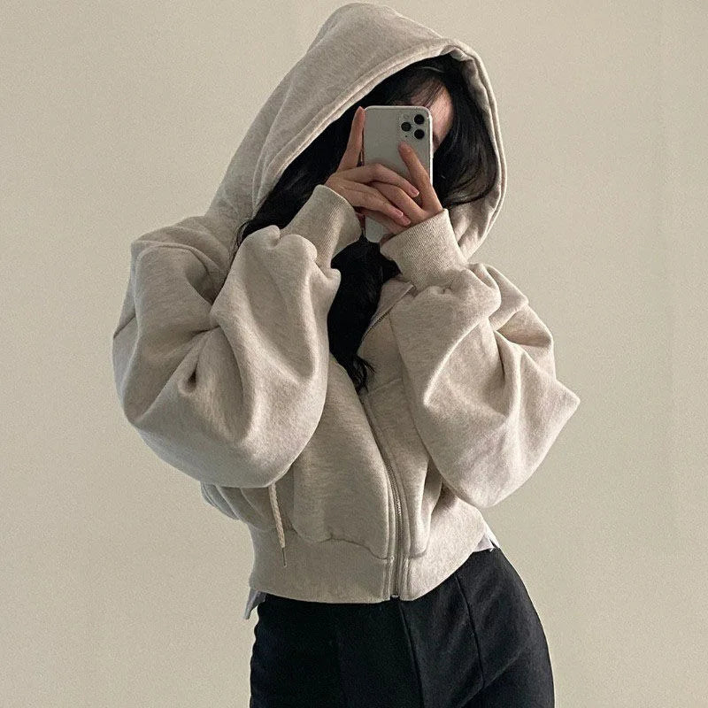 Elevate Your Autumn/Winter Wardrobe with Our Stylish Women's Hooded Zip-Up Sweatshirts - Perfect for Casual Streetwear and Y2K Vibes!
