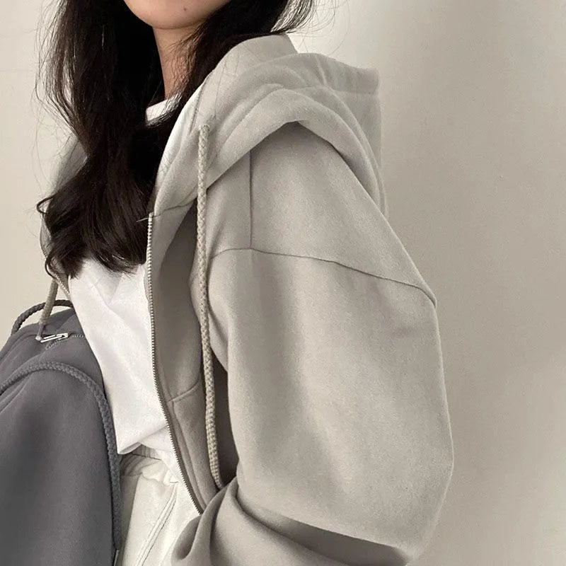 Elevate Your Autumn/Winter Wardrobe with Our Stylish Women's Hooded Zip-Up Sweatshirts - Perfect for Casual Streetwear and Y2K Vibes!