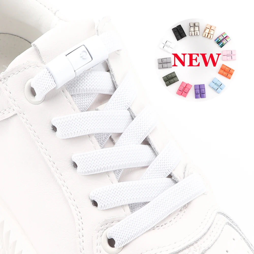 Transform Your Footwear with No Tie Press Lock Elastic Shoelaces - Perfect for Kids and Adults!