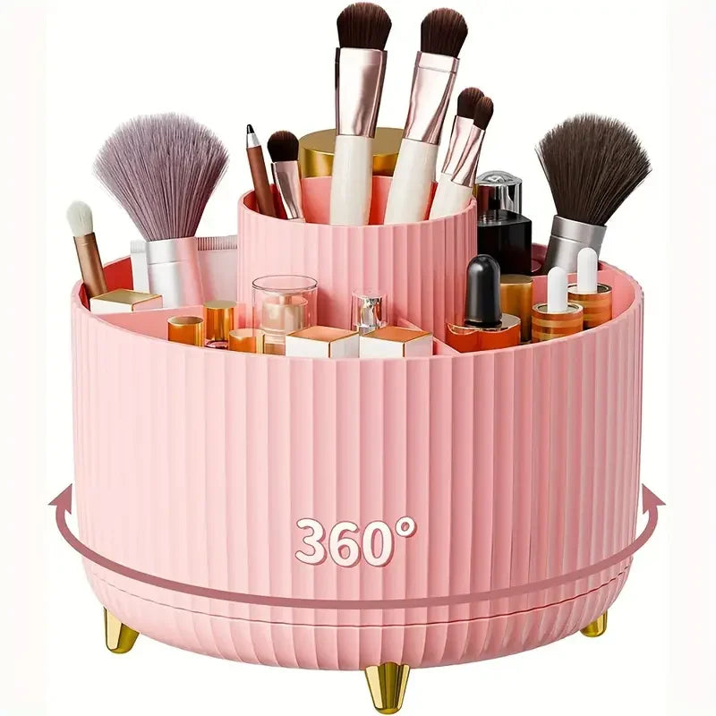 Revolutionary 360° Rotating Makeup Brush Holder - Stylish Cosmetic Organizer for Brushes, Lipsticks, and Jewelry