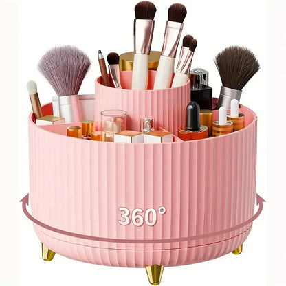 Revolutionary 360° Rotating Makeup Brush Holder - Stylish Cosmetic Organizer for Brushes, Lipsticks, and Jewelry