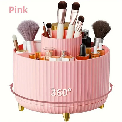 Revolutionary 360° Rotating Makeup Brush Holder - Stylish Cosmetic Organizer for Brushes, Lipsticks, and Jewelry