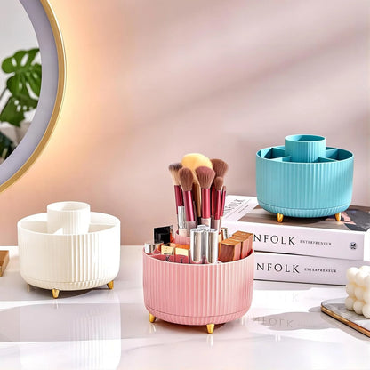 Revolutionary 360° Rotating Makeup Brush Holder - Stylish Cosmetic Organizer for Brushes, Lipsticks, and Jewelry