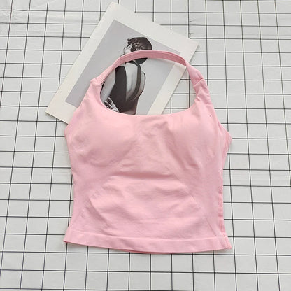 Women'S Halter Neck Backless Camisole Sports Set with Padded, Shockproof Yoga Tank Top for Gym Fitness Workout & Daily Outdoor W