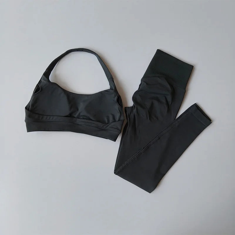 Elevate Your Workout with the Seamless Women's Yoga Suit: Chic Sports Bra and High-Waist Leggings Set for Ultimate Comfort and Style