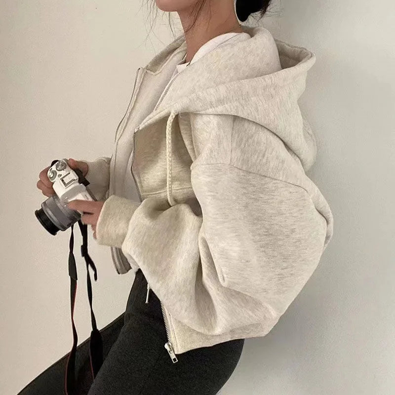 Elevate Your Autumn/Winter Wardrobe with Our Stylish Women's Hooded Zip-Up Sweatshirts - Perfect for Casual Streetwear and Y2K Vibes!
