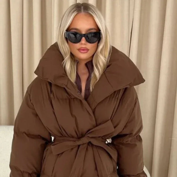 Chic Women's Hooded Cotton Short Jacket - Stylish Zippered Long Sleeve Coat for Winter 2025