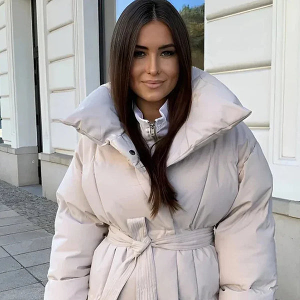 Chic Women's Hooded Cotton Short Jacket - Stylish Zippered Long Sleeve Coat for Winter 2025