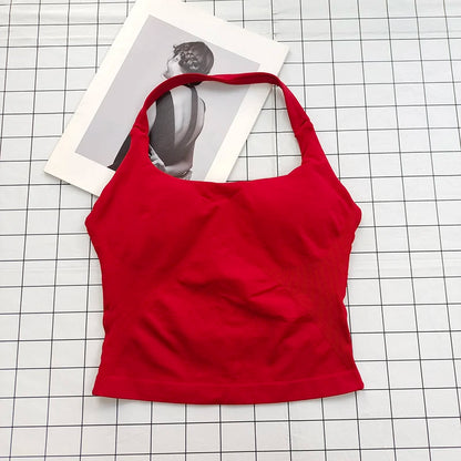 Women'S Halter Neck Backless Camisole Sports Set with Padded, Shockproof Yoga Tank Top for Gym Fitness Workout & Daily Outdoor W