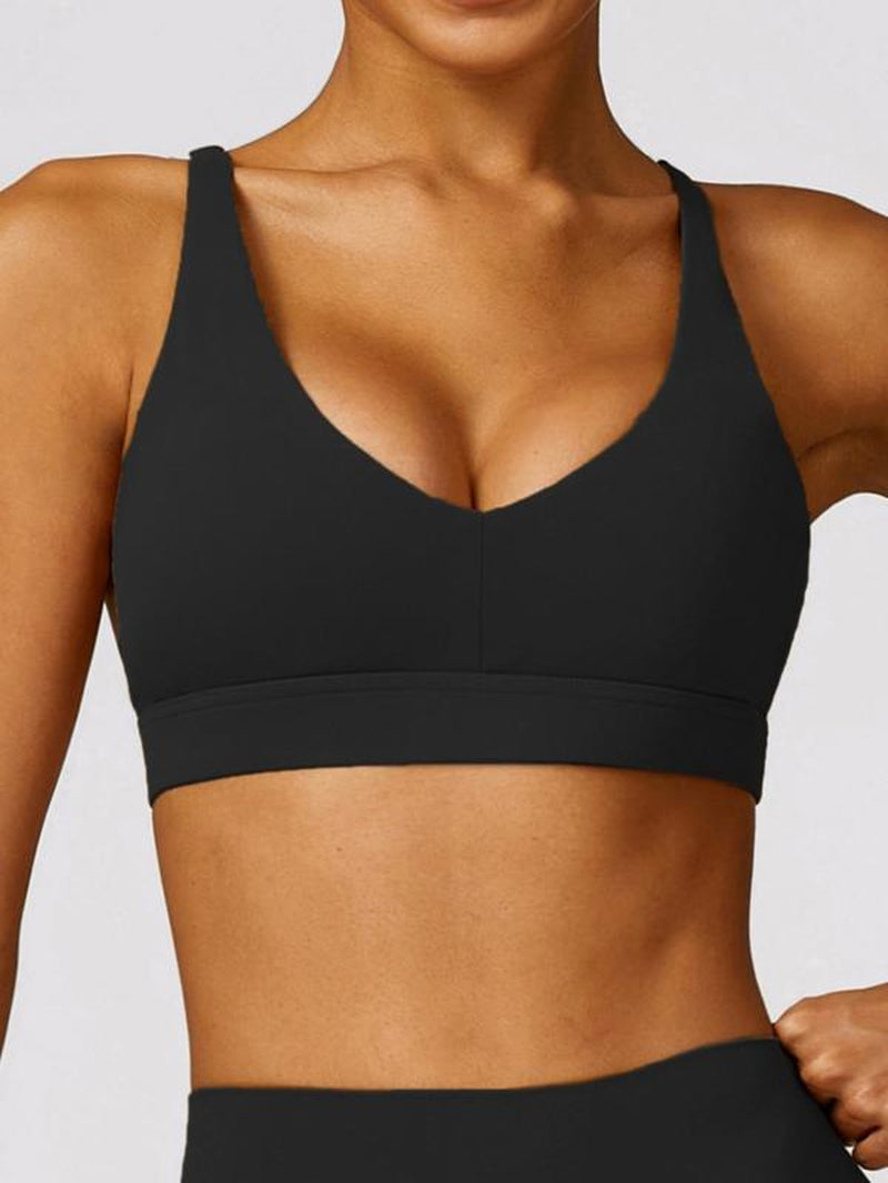 Women'S Solid Criss Cross Backless Sports Vest, Quick Drying Cut Out Sports Bra for Tennis Pickleball, Fall Clothes, Ladies Back to School Sportswear