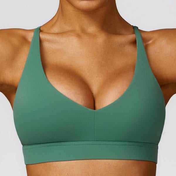 Women'S Solid Criss Cross Backless Sports Vest, Quick Drying Cut Out Sports Bra for Tennis Pickleball, Fall Clothes, Ladies Back to School Sportswear