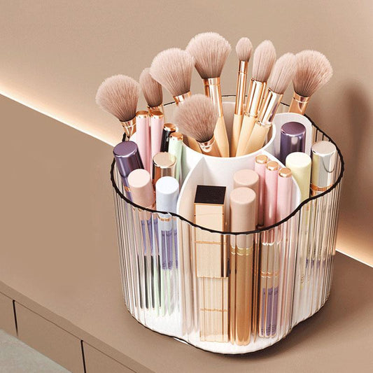 Summer Clear Multi-Grid Makeup Brush Storage Organizer for Vanity, Rotatable Cosmetic Organizer, Makeup Organizer, Vanity Desk Portable Toiletries Storage Box for Home Dormitory, Summer for Gift