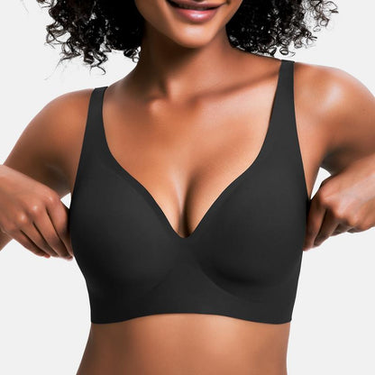 Experience Ultimate Comfort with VRCOMFY Deep V Wireless Push-Up Bralettes - Perfect for Everyday Wear