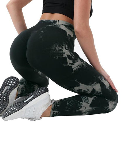 Elevate Your Workout with Women's Trendy Tie Dye High Waist Scrunch Sports Leggings - Perfect Compression Yoga Pants for All Seasons!