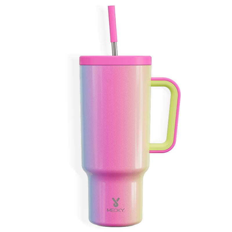 【Stay Stylish & Sustainable】 Meoky'S Stainless Steel Car Cup Keeps Drinks Cold for 24Hrs，Perfect for Travel, Outdoor Adventures, Leak-Proof, Reusable, & Arrives in Just 3 Days