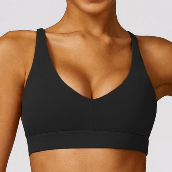 Women'S Solid Criss Cross Backless Sports Vest, Quick Drying Cut Out Sports Bra for Tennis Pickleball, Fall Clothes, Ladies Back to School Sportswear