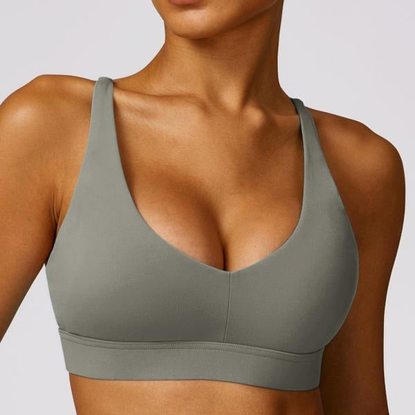 Women'S Solid Criss Cross Backless Sports Vest, Quick Drying Cut Out Sports Bra for Tennis Pickleball, Fall Clothes, Ladies Back to School Sportswear