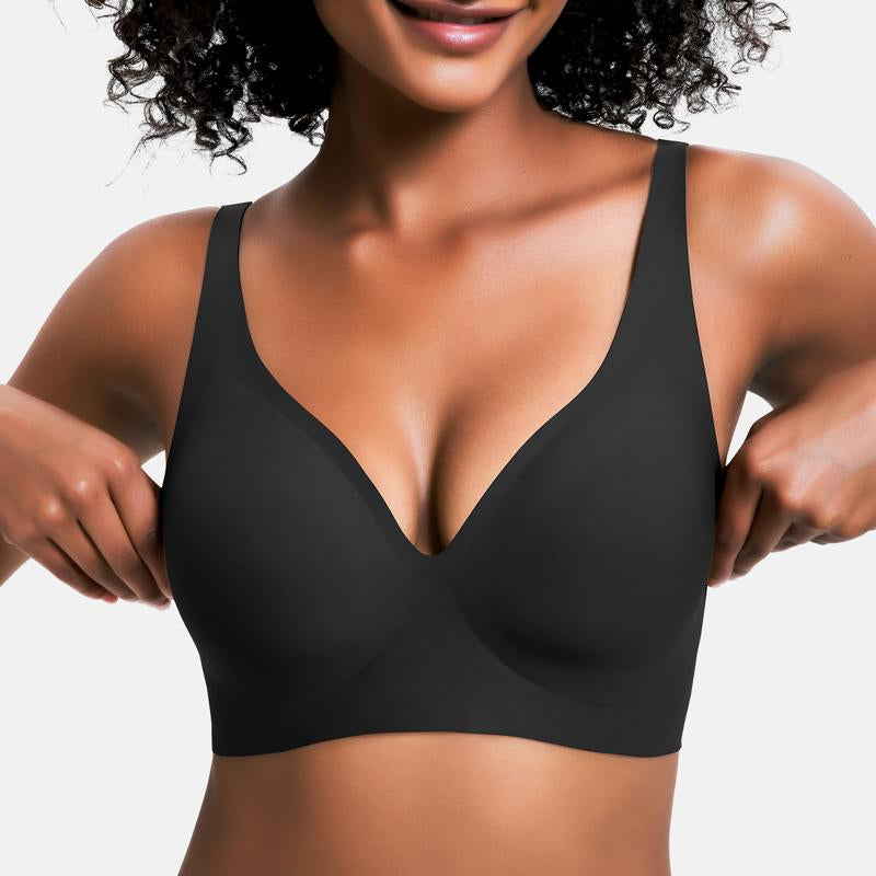 Experience Ultimate Comfort with VRCOMFY Deep V Wireless Push-Up Bralettes - Perfect for Everyday Wear