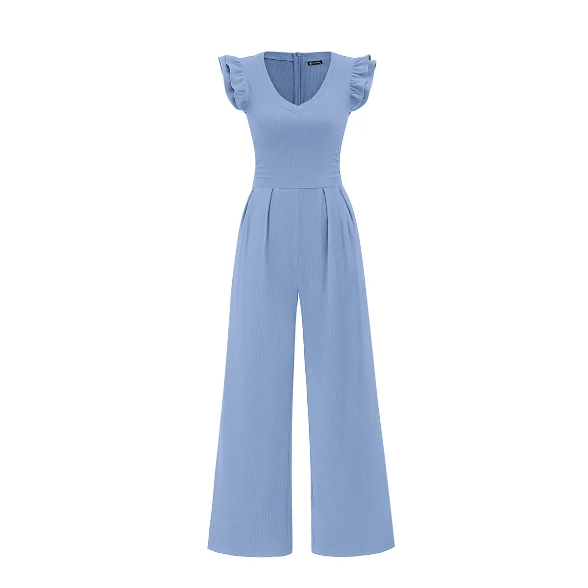 Elevate Your Spring Wardrobe with the Prettygarden Dressy Ruffle Cap Sleeve V Neck Ribbed Knit Wide Leg Jumpsuit for Women