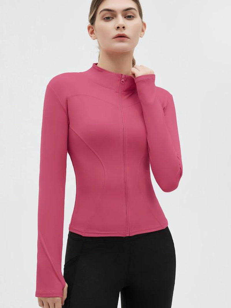 Elevate Your Workout with Our Women's Slim-Fit Thumb Hole Zip-Up Sports Jacket – Perfect for Tennis, Pickleball, and All Outdoor Activities!