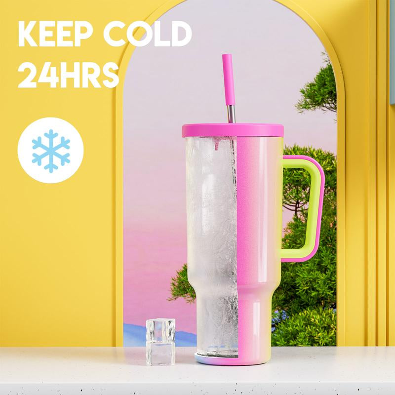 【Stay Stylish & Sustainable】 Meoky'S Stainless Steel Car Cup Keeps Drinks Cold for 24Hrs，Perfect for Travel, Outdoor Adventures, Leak-Proof, Reusable, & Arrives in Just 3 Days