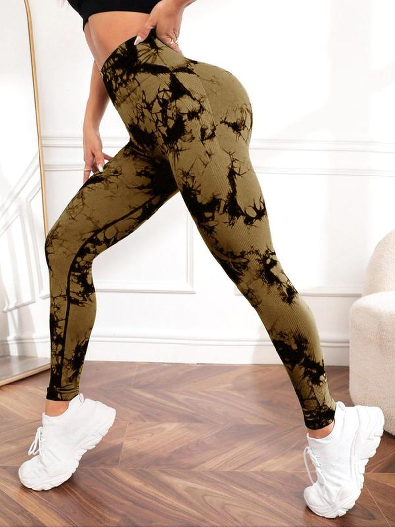 Elevate Your Workout with Women's Trendy Tie Dye High Waist Scrunch Sports Leggings - Perfect Compression Yoga Pants for All Seasons!