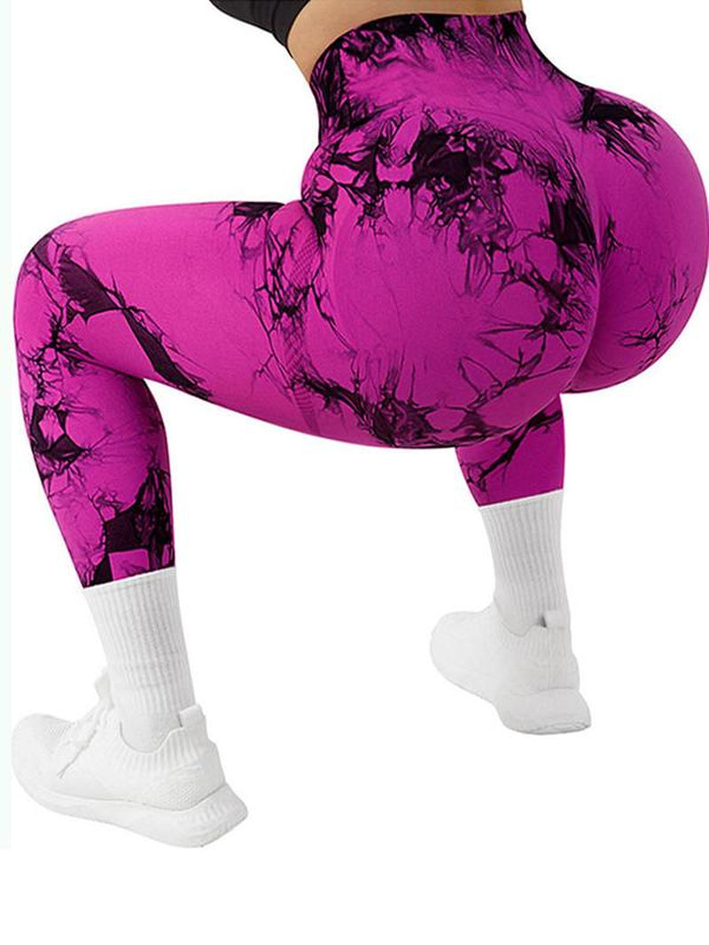 Elevate Your Workout with Women's Trendy Tie Dye High Waist Scrunch Sports Leggings - Perfect Compression Yoga Pants for All Seasons!