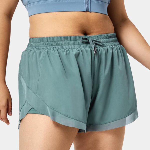 Halara Drawstring Contrast Mesh 2-In-1 plus Size Shorts 4