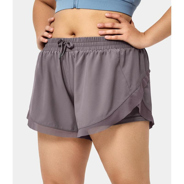 Halara Drawstring Contrast Mesh 2-In-1 plus Size Shorts 4