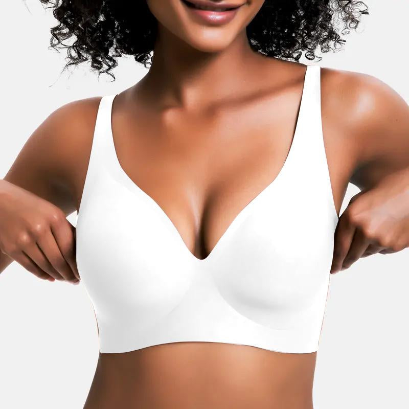 Experience Ultimate Comfort with VRCOMFY Deep V Wireless Push-Up Bralettes - Perfect for Everyday Wear