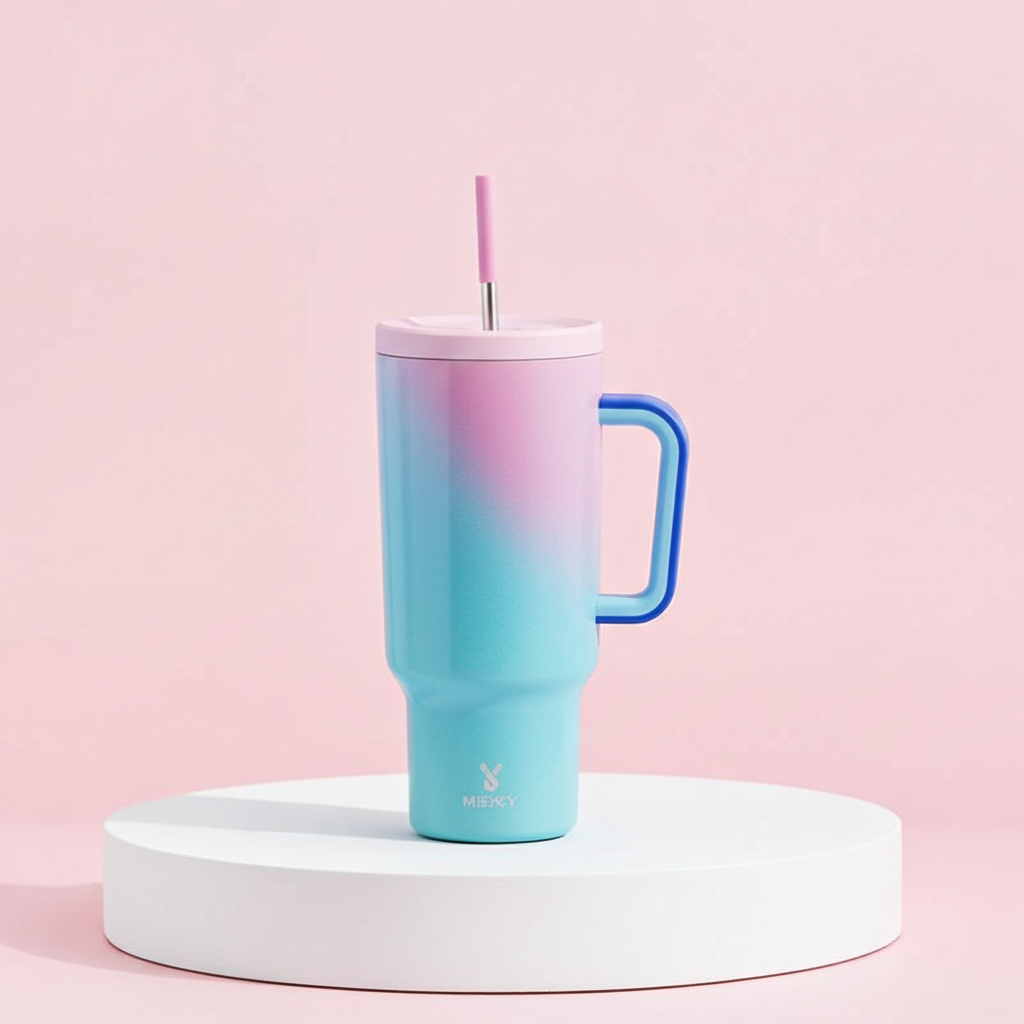 Style That Sustains - Meoky'S Stainless Steel Car Cup Keeps Drinks Cold for 24Hrs，Perfect for Travel, Outdoor Adventures, Leak-Proof, Reusable, & Arrives in Just 3 Days