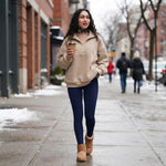 VERA Cozy Sculpt Leggings styled with a half-zip sweatshirt