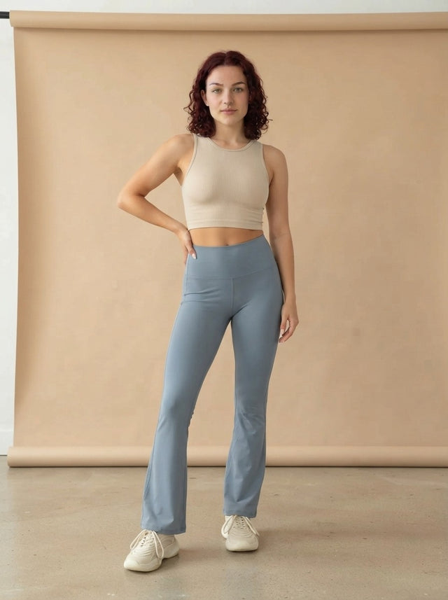 Model wearing the Bootcut Yoga Pants, studio