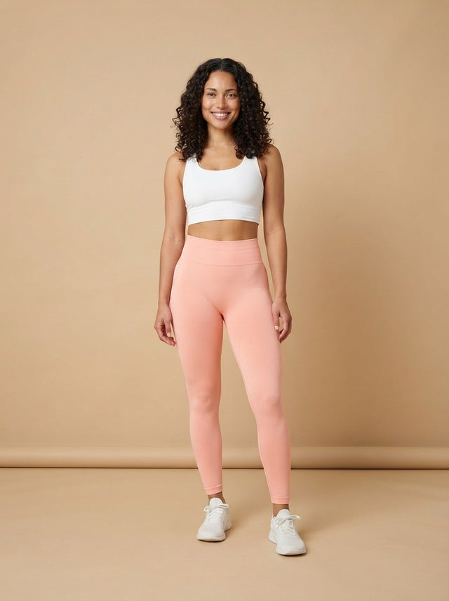 Model wearing the Seamless Gym Workout Leggings, studio