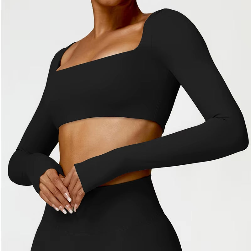 Hearuisavy Women's Quick Dry Square Neck Gym Top